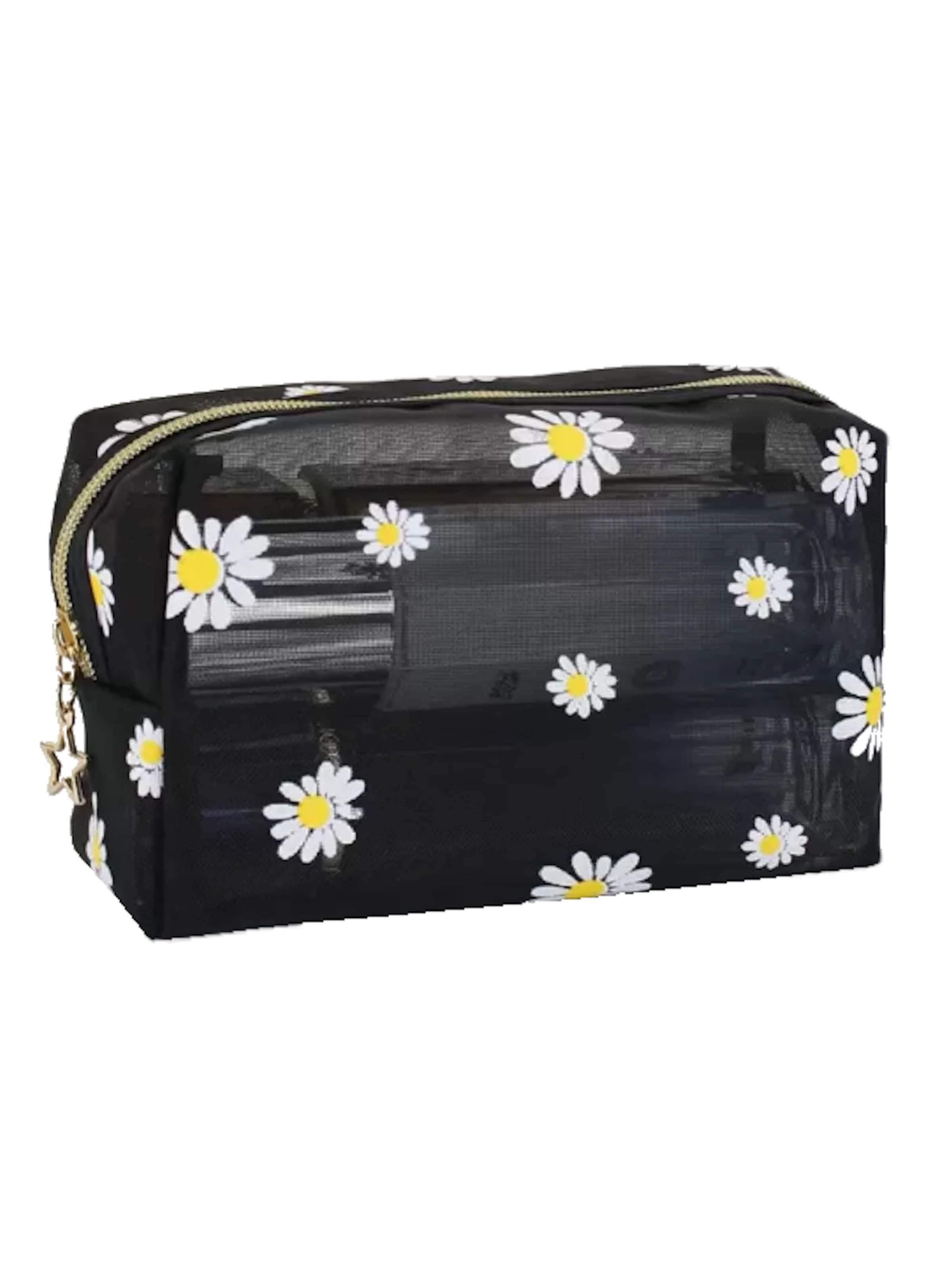 Tomshop24-7 Cosmetic Bag 'Gänseblümchen' in Black: front