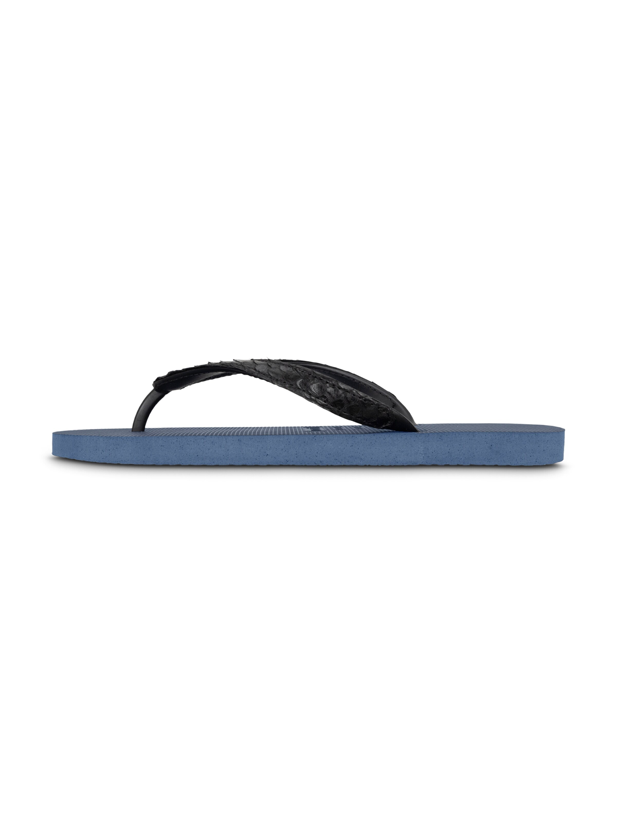 Uzurii Luxury Footwear T-Bar Sandals 'Python' in Blue: front