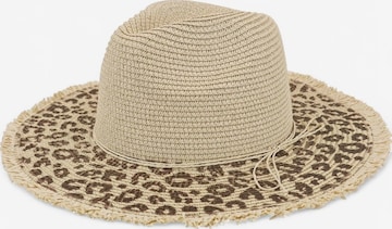 styleBREAKER Hat 'Panama Strohhut mit Leoparden Muster' in Beige: front