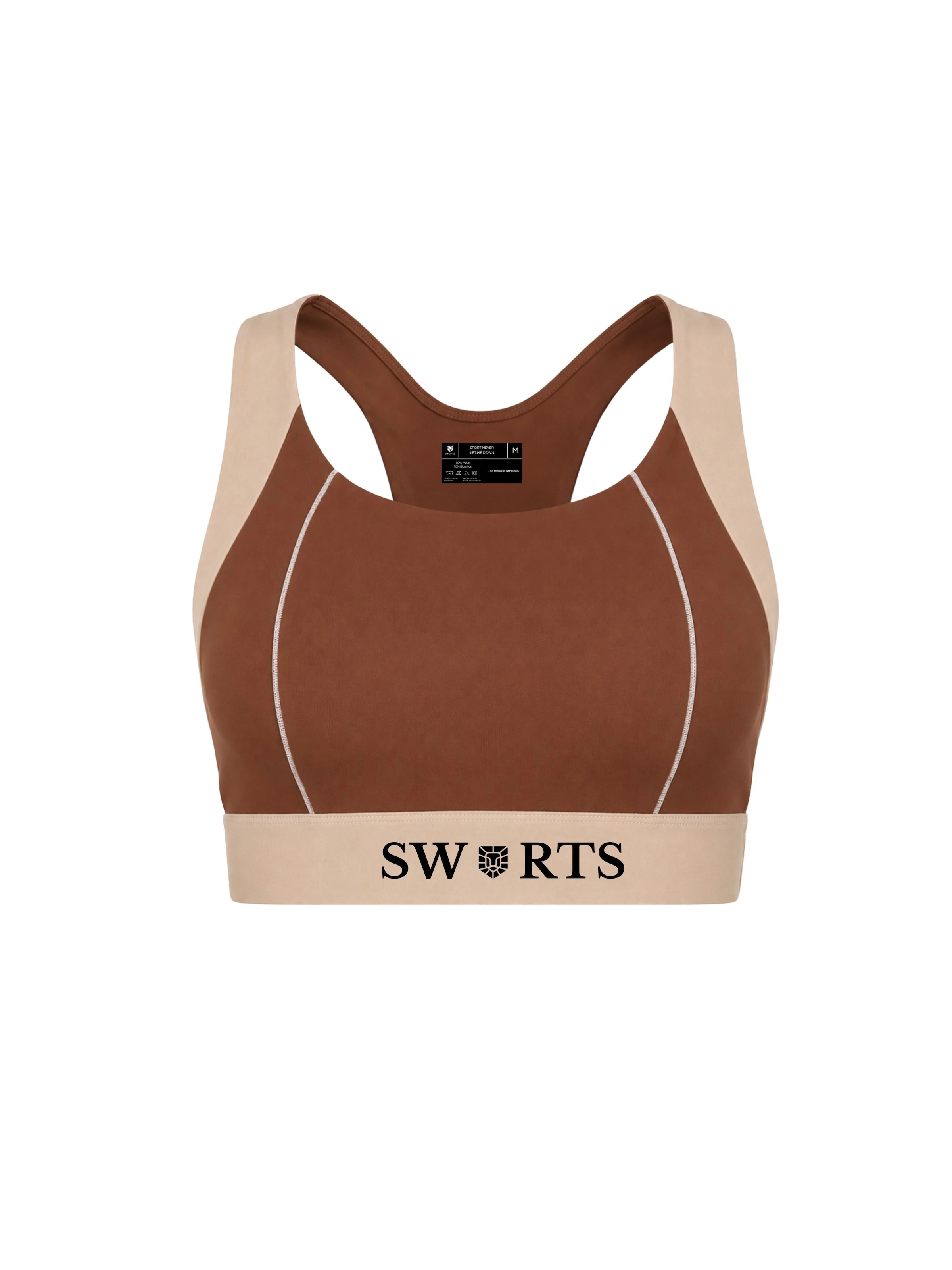 SWORTS Bustier Sport-BH 'ROAR'‌‌‌‌ in Braun: Vorderseite