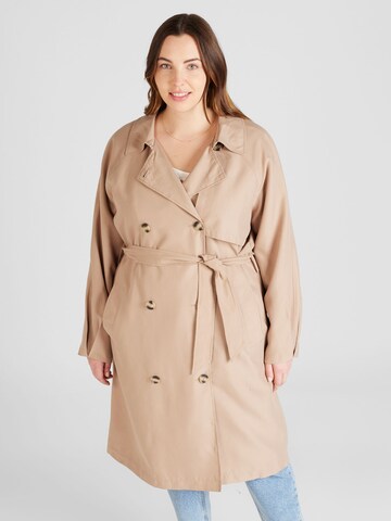 Vero Moda Curve Between-seasons coat 'Doreen' in Brown: front