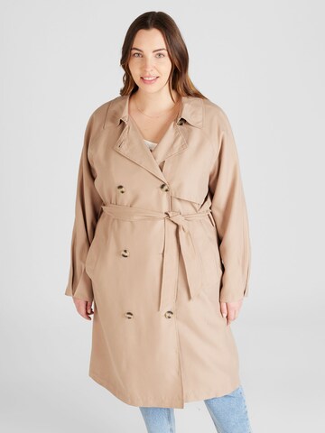 Manteau mi-saison 'Doreen' Vero Moda Curve en marron : devant