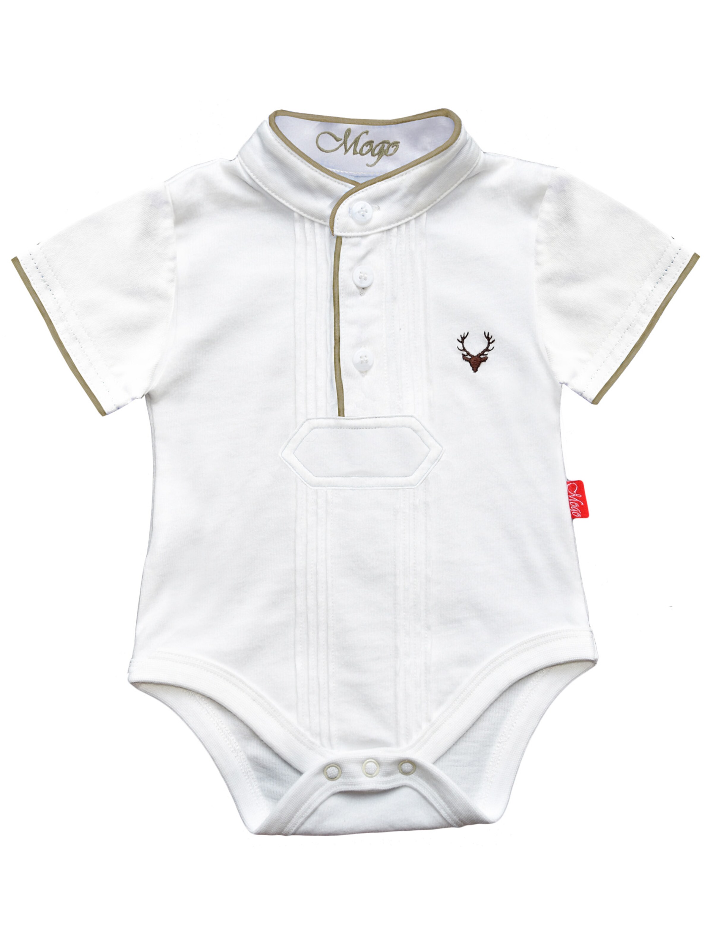 Mogo Strampler/Body 'Pfoadl'‌‌‌ in Weiß: Vorderseite