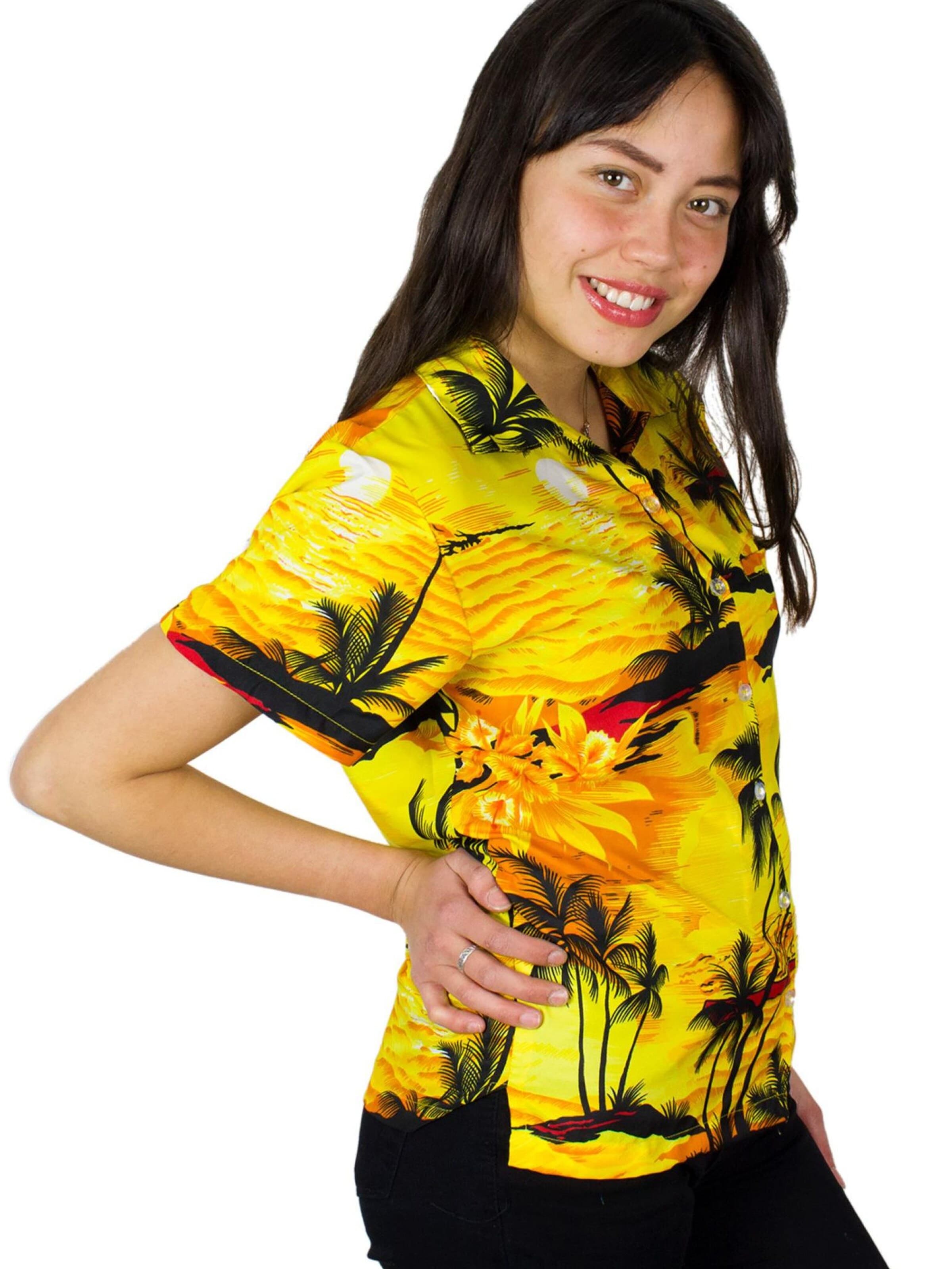 Camicia da donna 'Surf' di King Kameha in giallo