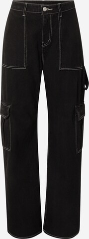 Monki - Loosefit Pantalón vaquero cargo en negro: frente