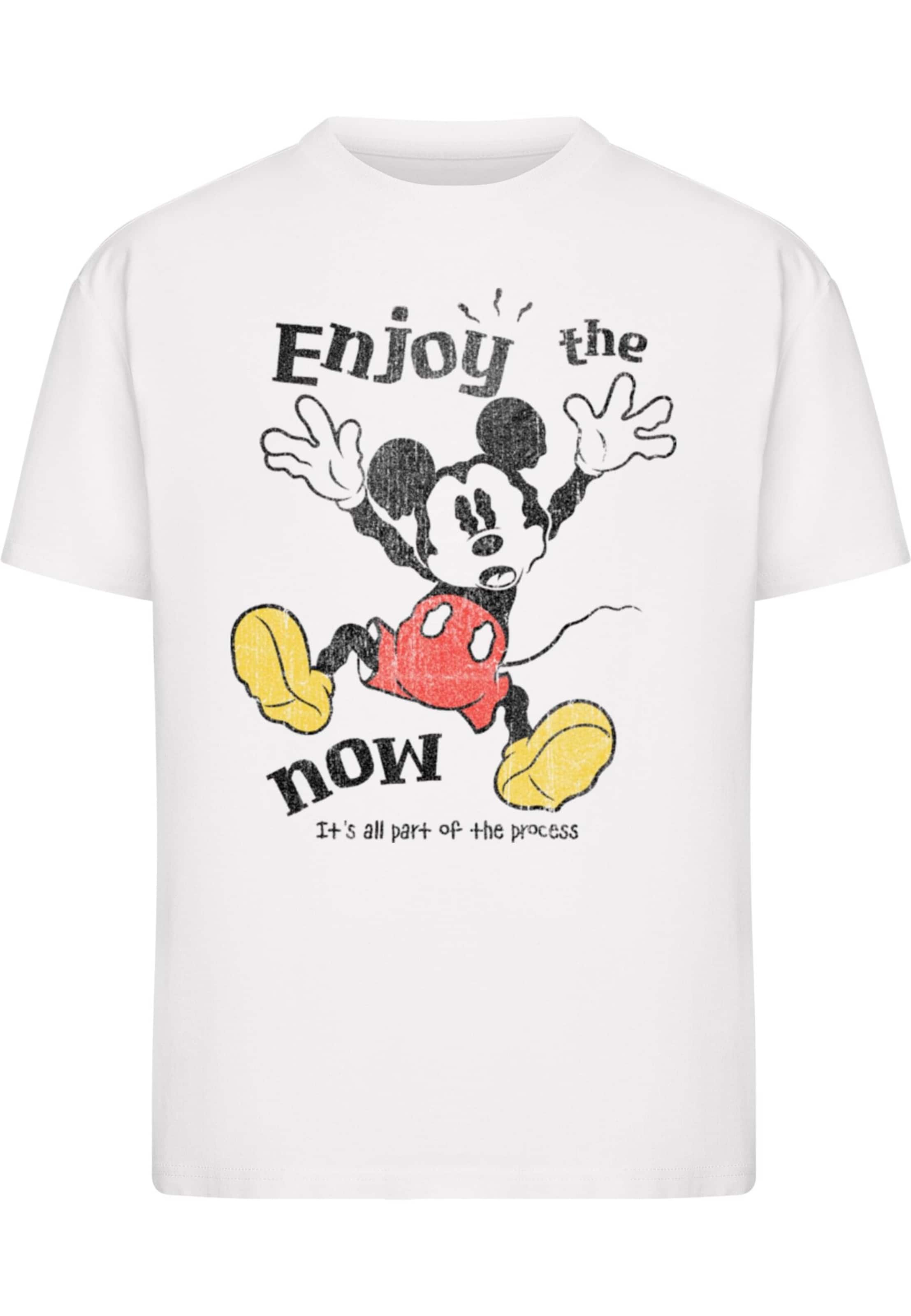 Merchcode Tričko 'Mickey Mouse Enjoy The Now' – bílá: přední strana