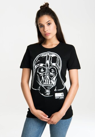 LOGOSHIRT Shirt 'Star Wars Darth Vader' in Zwart: voorkant