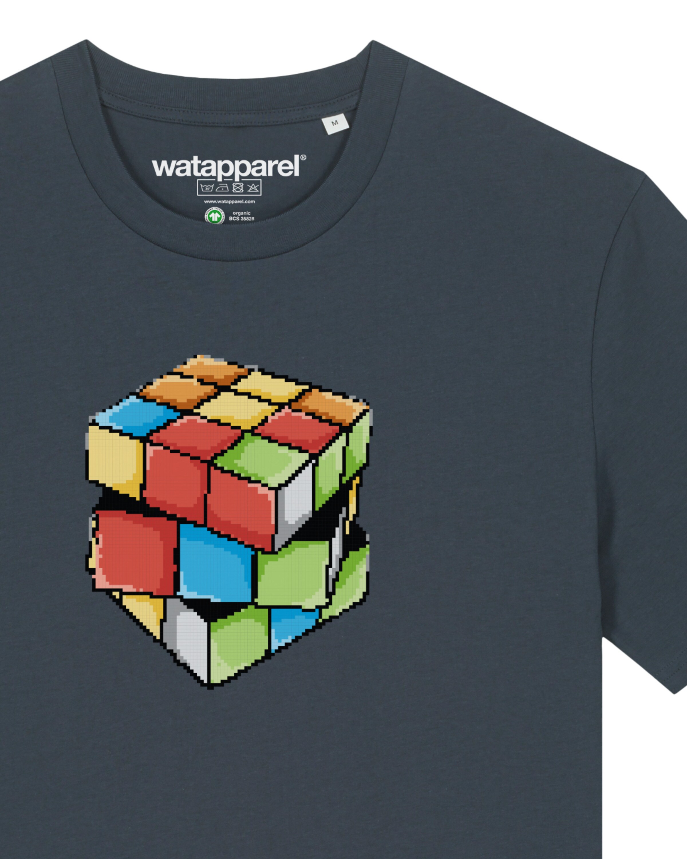 Maglietta 'Pixel Zauberwürfel' di Watapparel in grigio