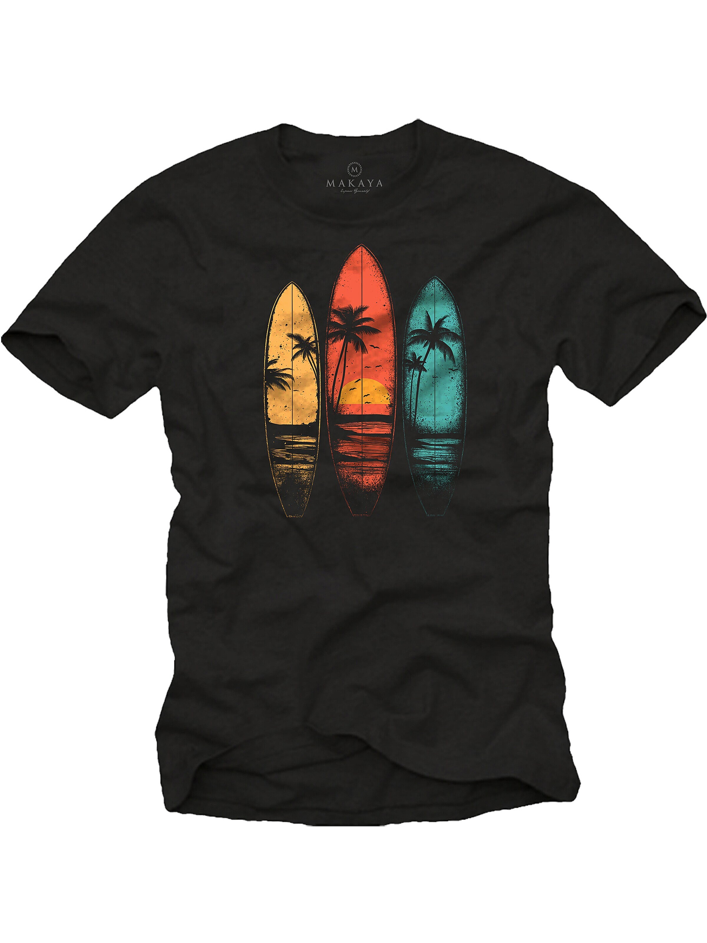 MAKAYA Shirt 'Sufboards' in Black: front