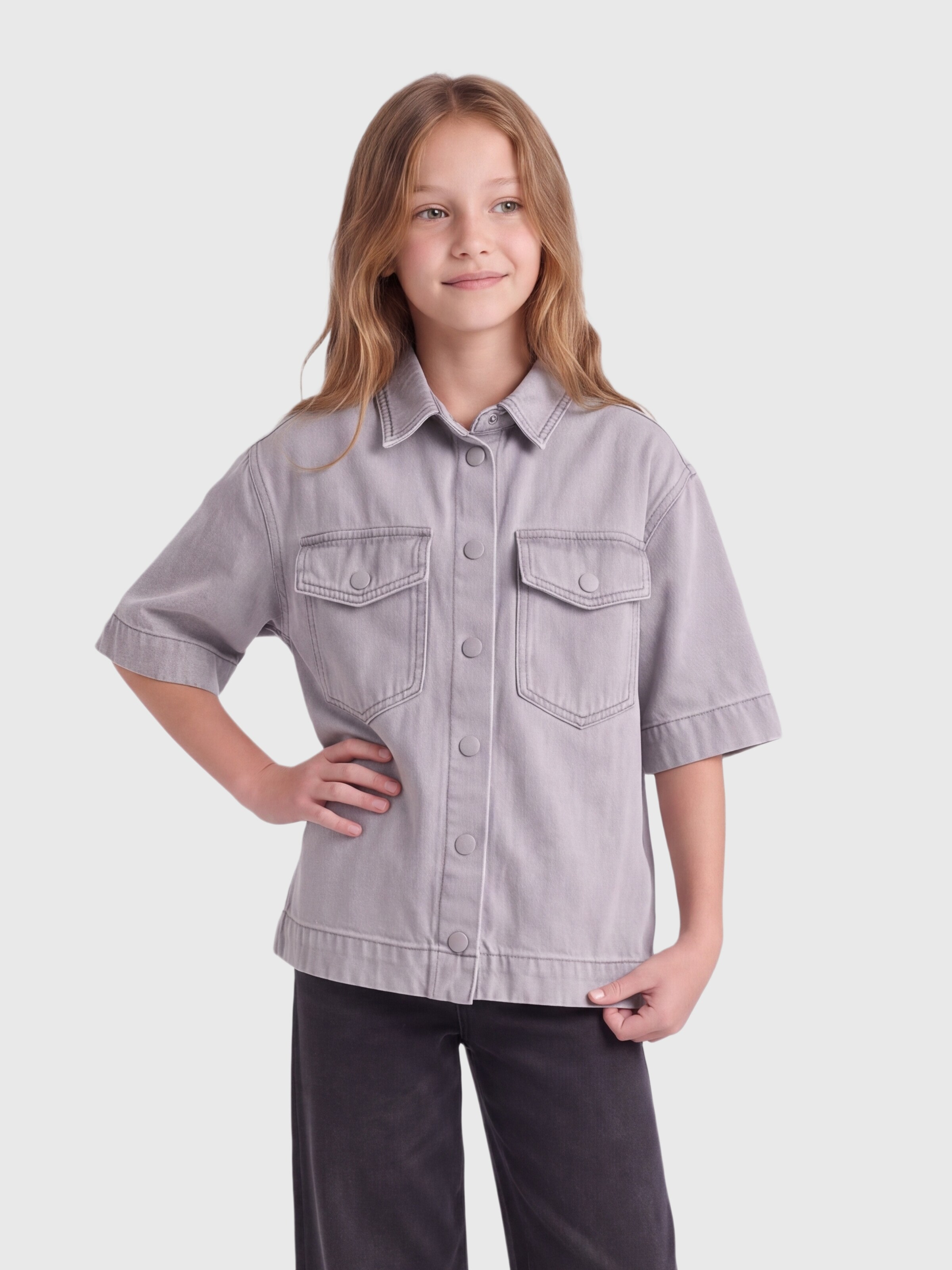 ONLY GIRLS Bluse in Grau