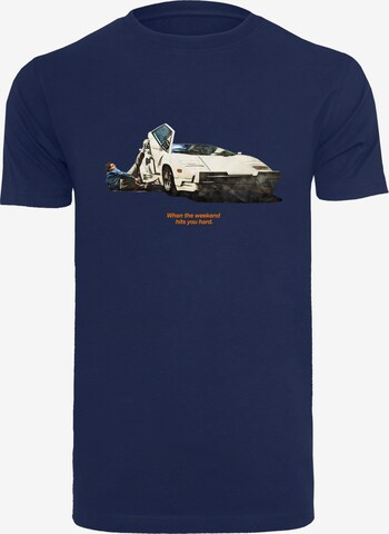Mister Tee Shirt 'Weekend Wolf' in Blue: front