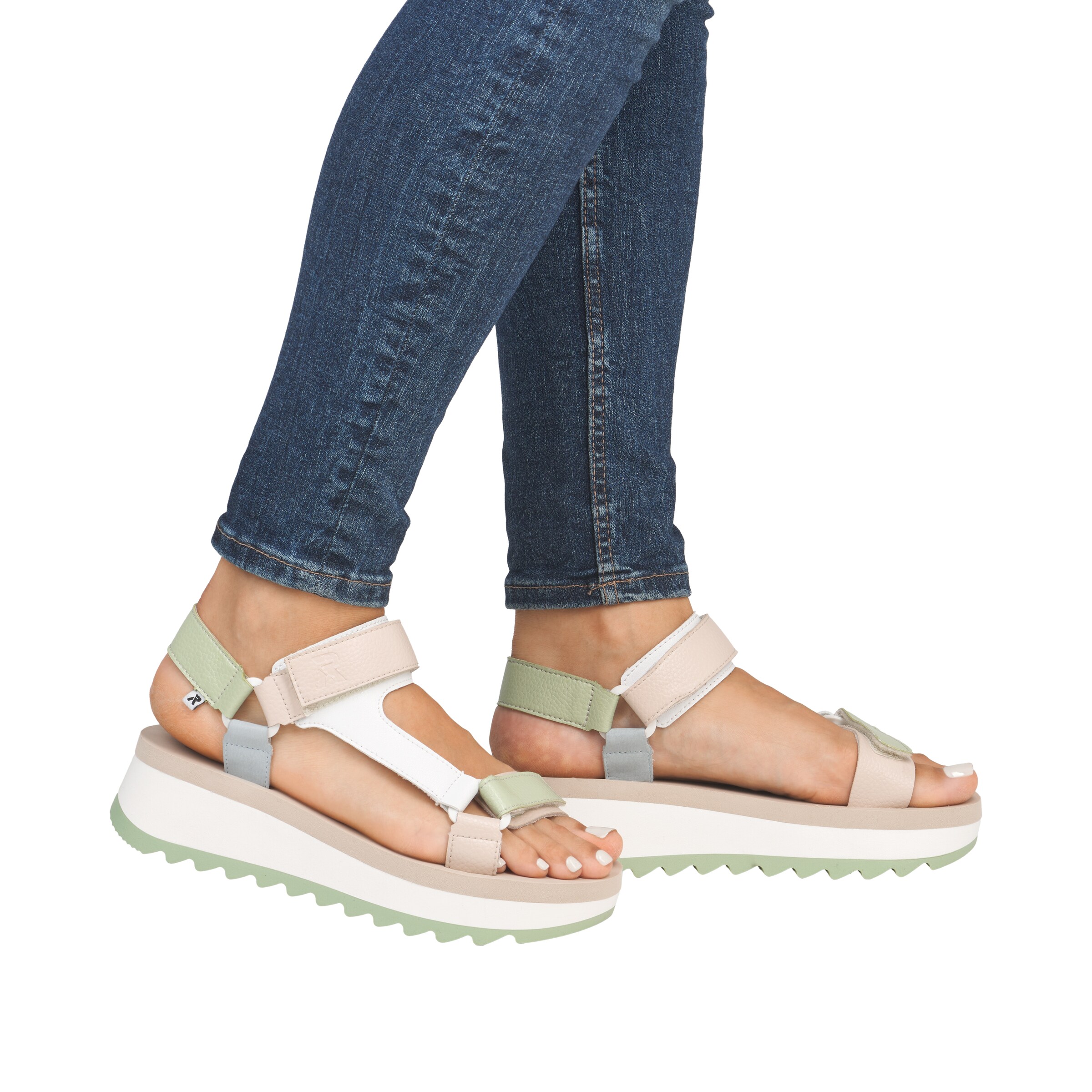 Rieker Sport Strap Sandals in White: front