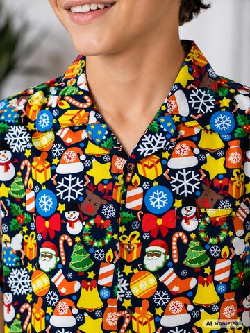 King Kameha Regular fit Button up shirt 'Christmas Allover' in Mixed colours