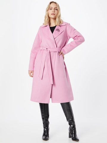 Karl Lagerfeld Ανοιξιάτικο και φθινοπωρινό παλτό σε ροζ: μπροστά