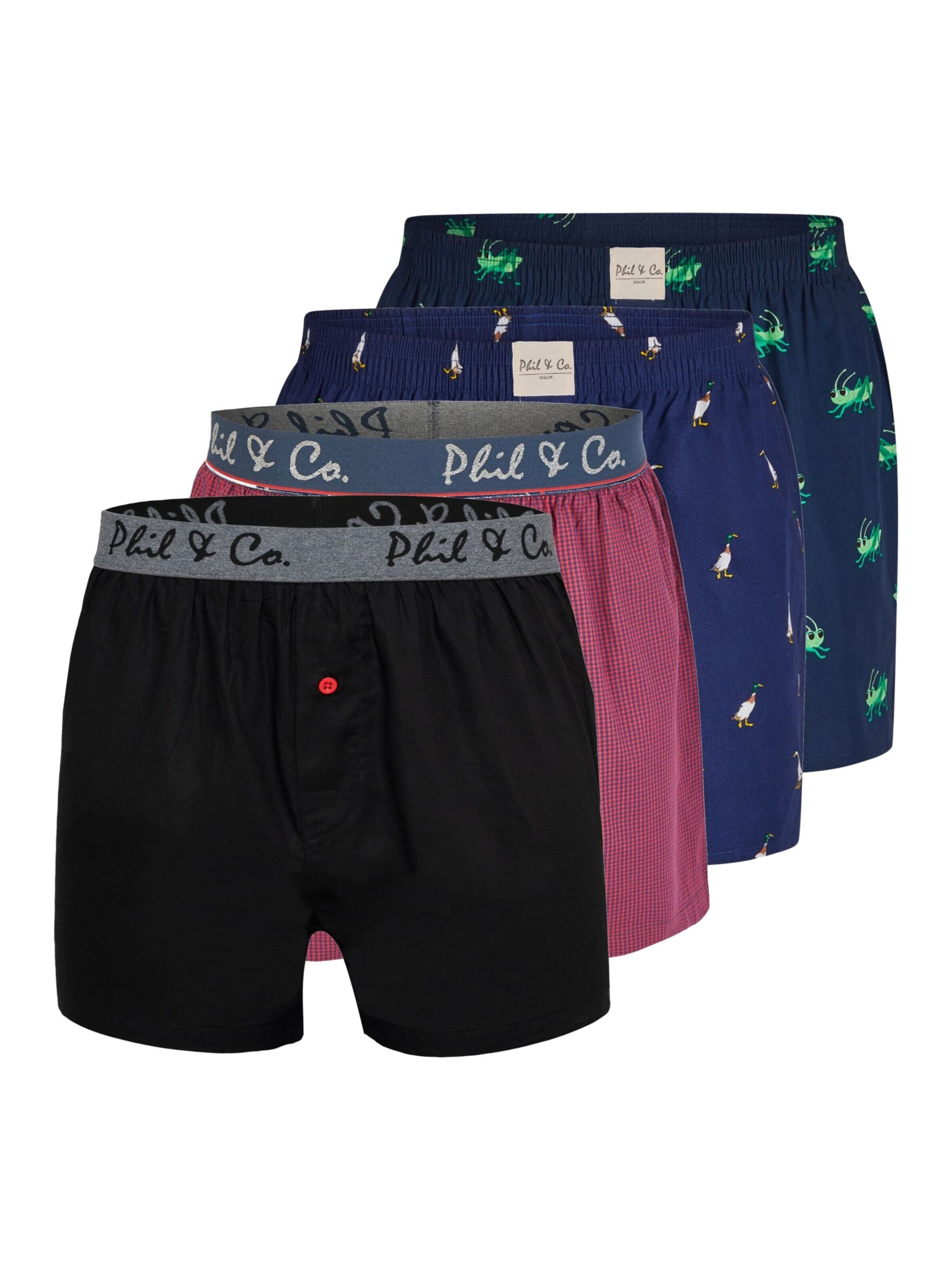 Phil & Co. Berlin Boxershorts 'Phil & Co. Berlin Men's Woven Boxer Shorts, Pack of 4 – 100% cotton, assorted colours, breathable & comfortable' in Gemengde kleuren