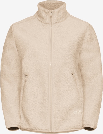 JACK WOLFSKIN Athletic Fleece Jacket in Beige: front