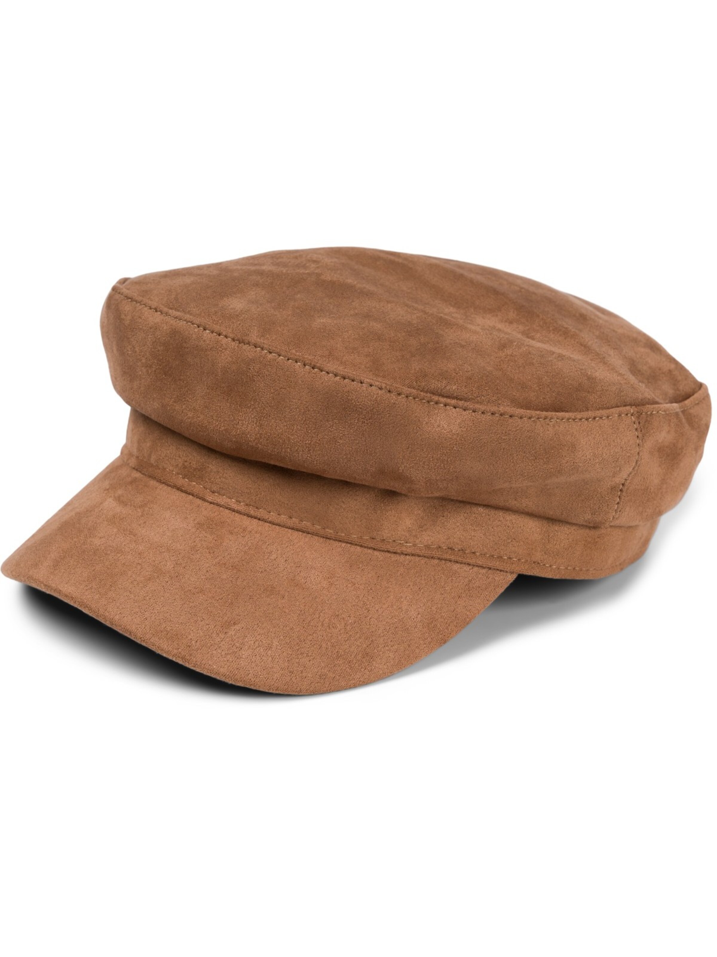 styleBREAKER Beanie 'Ballonmütze Einfarbig Veloursleder Optik' in Brown: front
