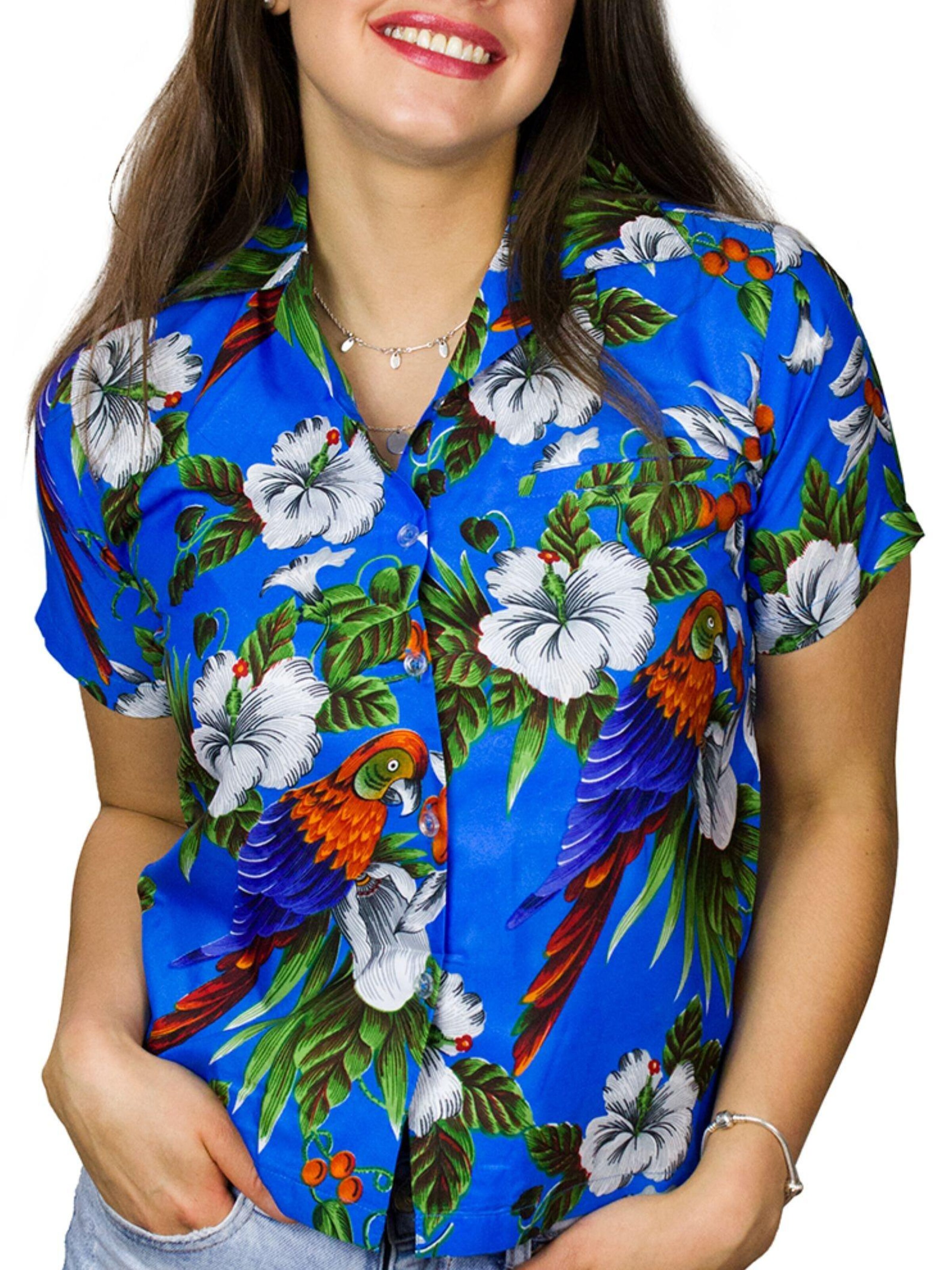King Kameha Blouse 'Cherryparrot' in Blue