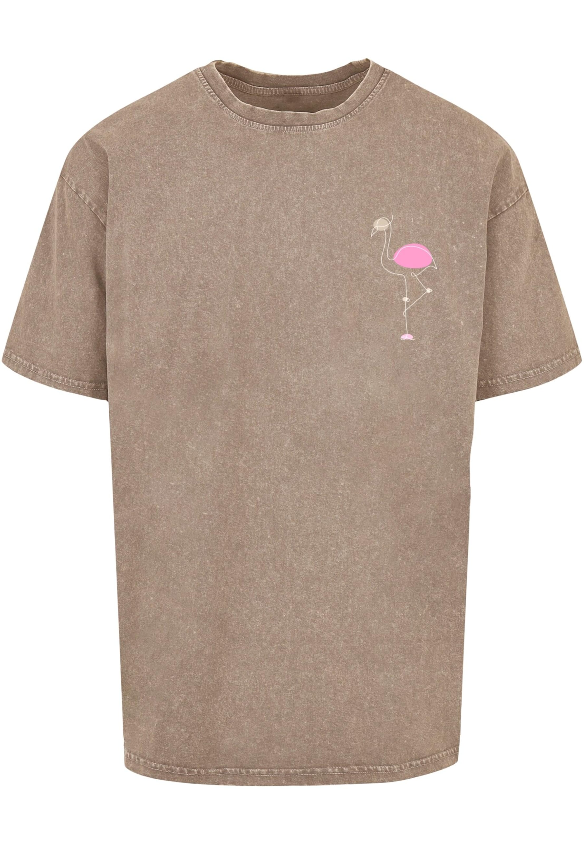 T-Shirt 'Flamingo' Merchcode en marron : devant