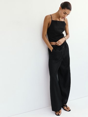 MANGO Wide leg Broek 'SOMA' in Zwart