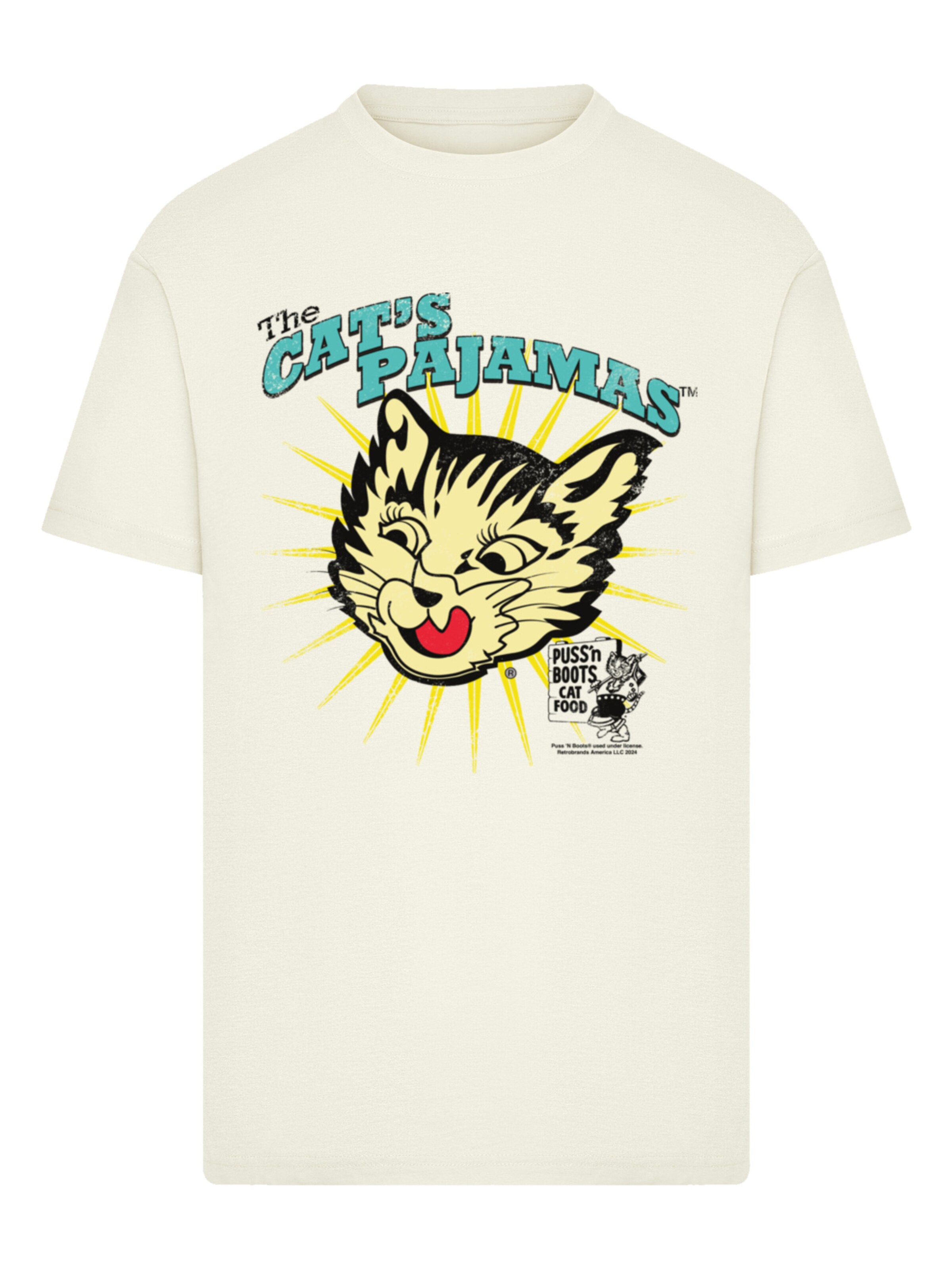 F4NT4STIC Shirt 'Puss N Boots The Cats Pajamas Vintage Art' in Beige: front