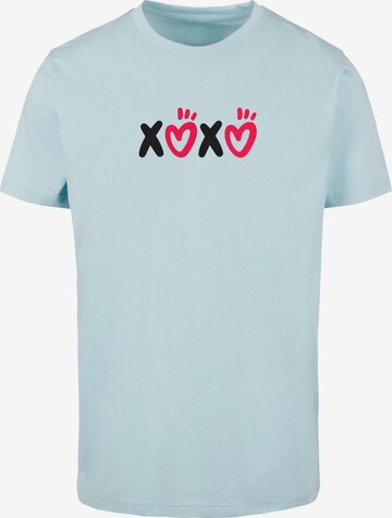 Merchcode Shirt 'Valentines Day - XOXO' in Blauw: voorkant