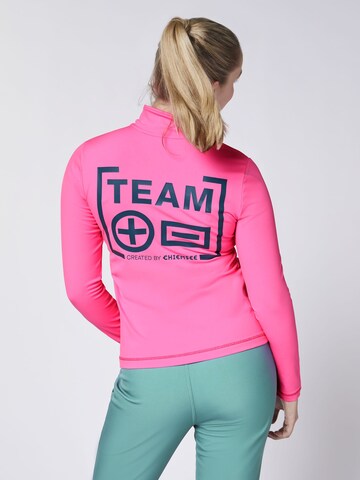 CHIEMSEE Fleecepullover ' mit auffälligem PlusMinus-Print ' in Pink