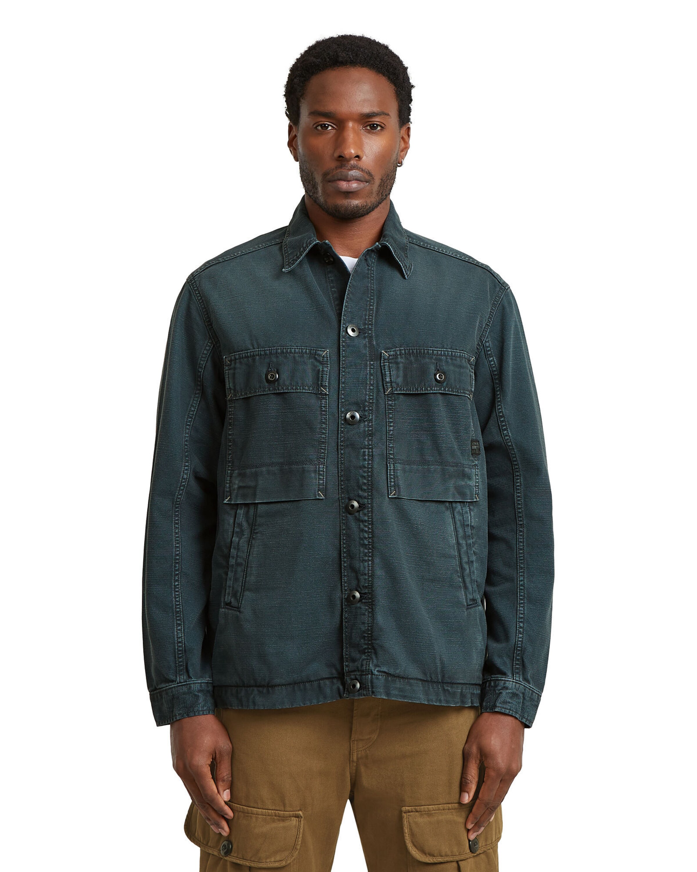 G-STAR Regular fit Button Up Shirt in Black: front