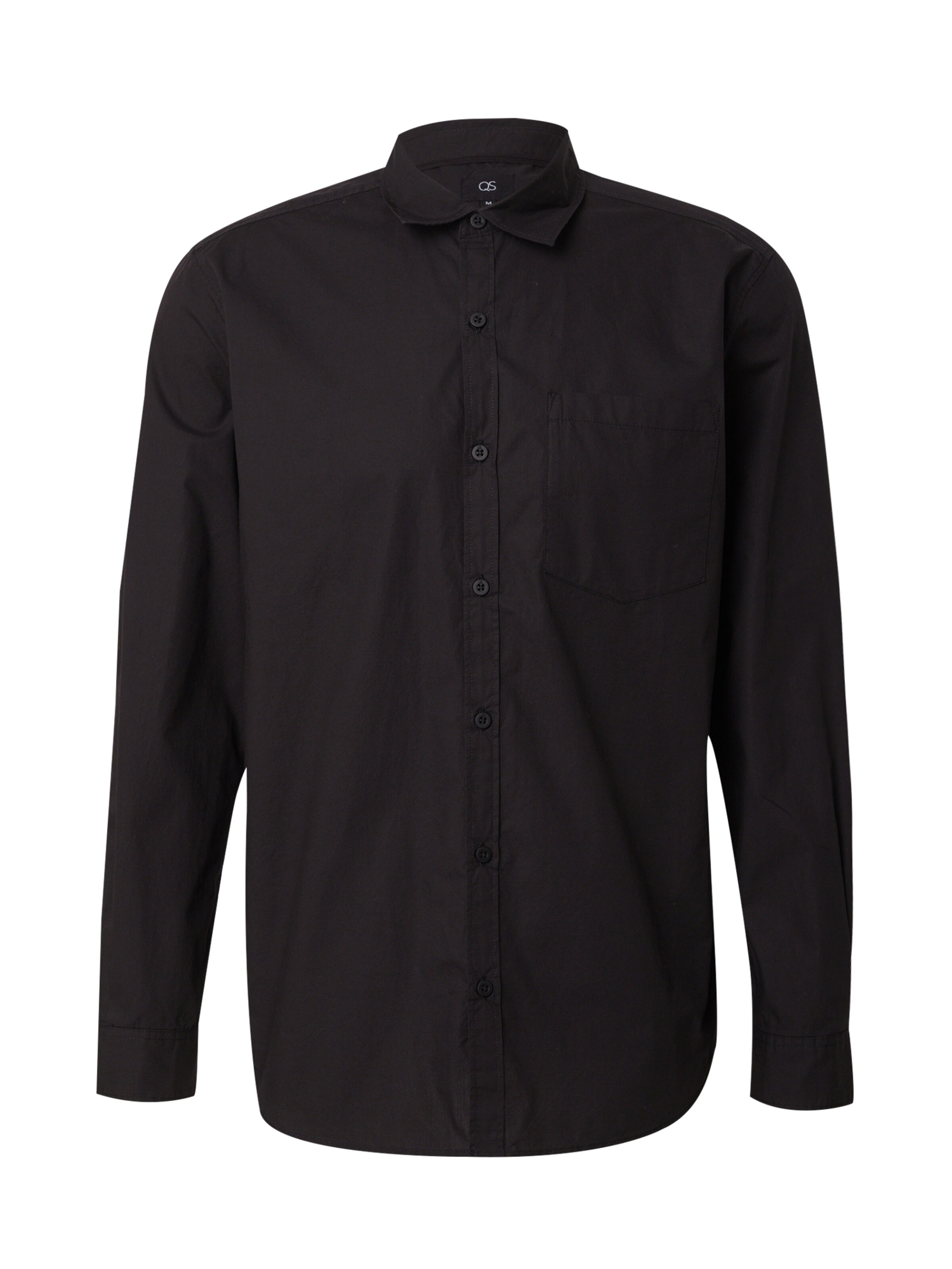 QS Regular fit Button Up Shirt in Black: front