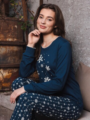 Rebelle Pyjama 'Snowy Sparkles' in Blauw: voorkant