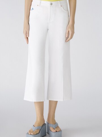 OUI Wide leg Pleated Jeans in White: front