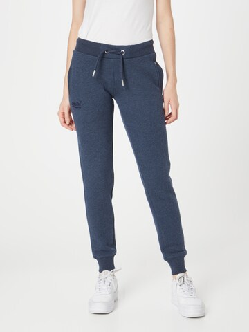 Superdry Tapered Broek in Blauw: voorkant