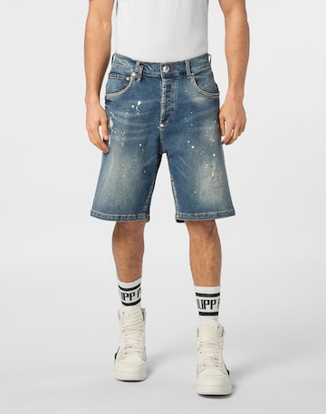 Philipp Plein Regular Jeans 'Skull' in Blauw: voorkant