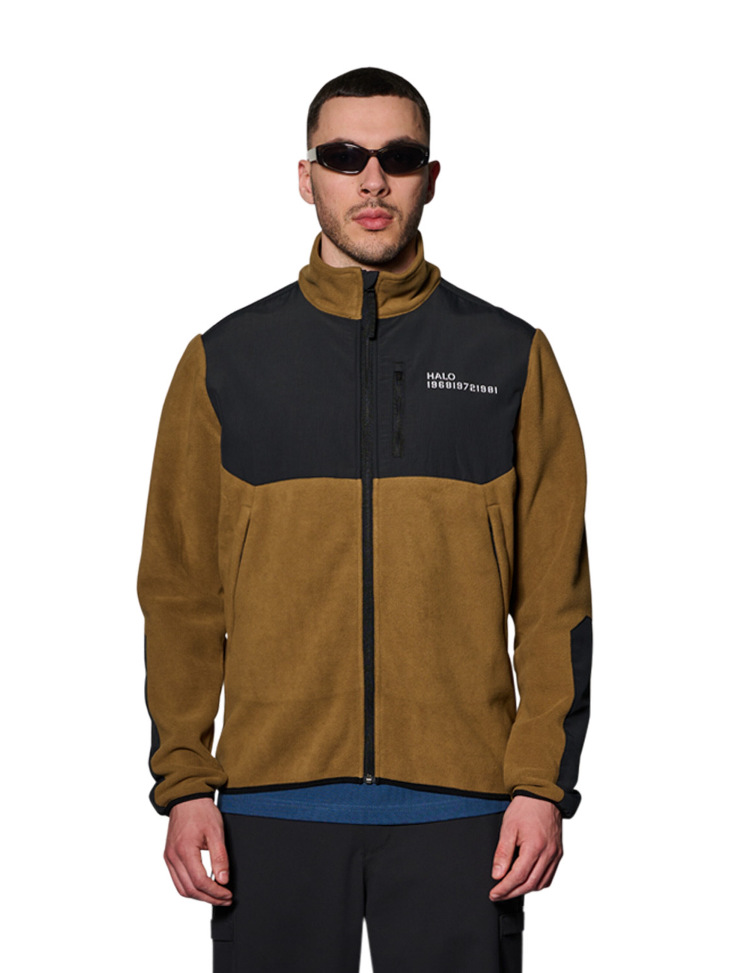 HALO Fleecejacke in Braun: Vorderseite