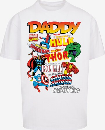 Maglietta 'Marvel Comics Our Dad Superhero' di F4NT4STIC in bianco: frontale