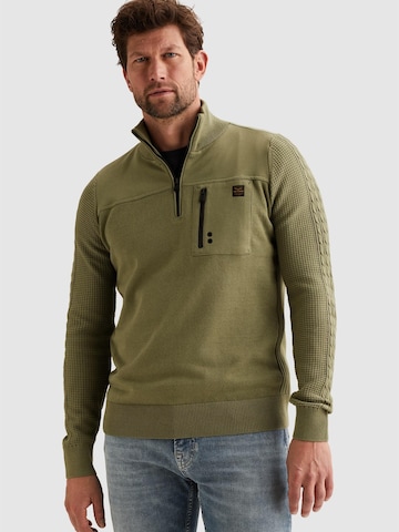 PME Legend - Jersey 'Pullover with half zipper' en verde: frente