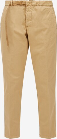 White Sand Pleated Pants in Beige: front
