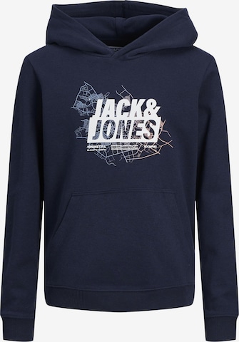 Bluză de molton 'Map' de la Jack & Jones Junior pe albastru: față