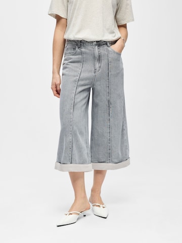 Wide Leg Jean 'OBJGail' OBJECT en gris : devant