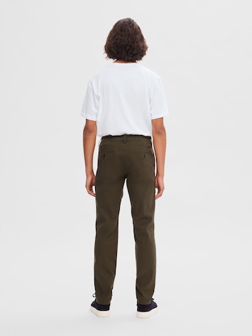 SELECTED HOMMESlimfit Chino hlače 'Miles Flex' - zelena boja