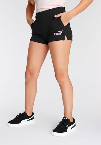 PUMAregular Sportske hlače 'ESS+' - crna boja: prednji dio