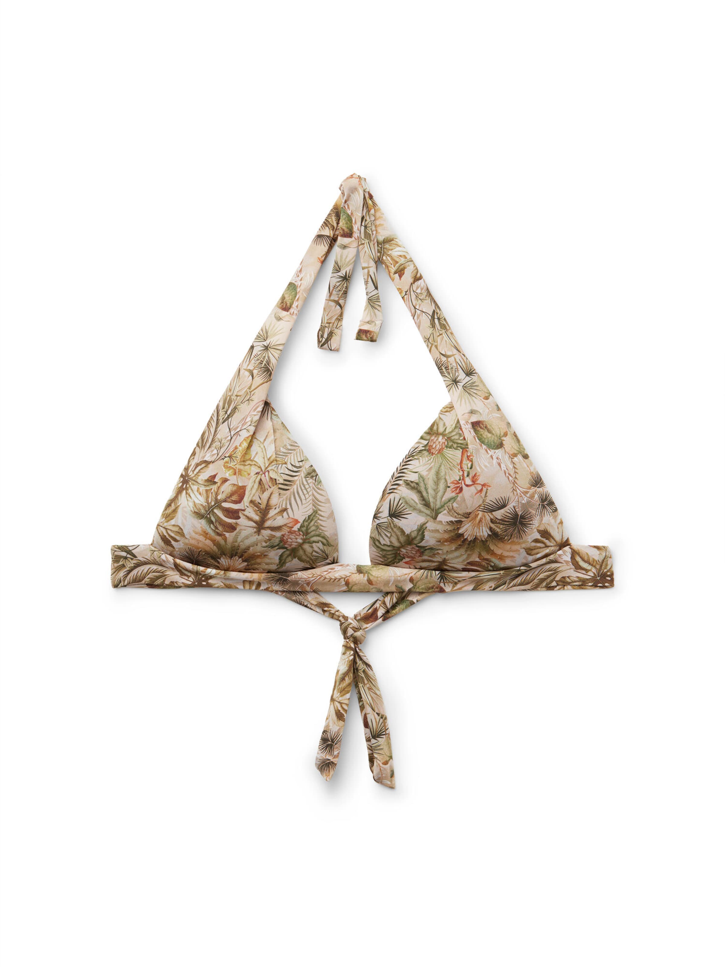 CALZEDONIA Bikini Top 'Tropical Foliage' in 65-70 in Kitt / Brown / Green / Coral, Item view
