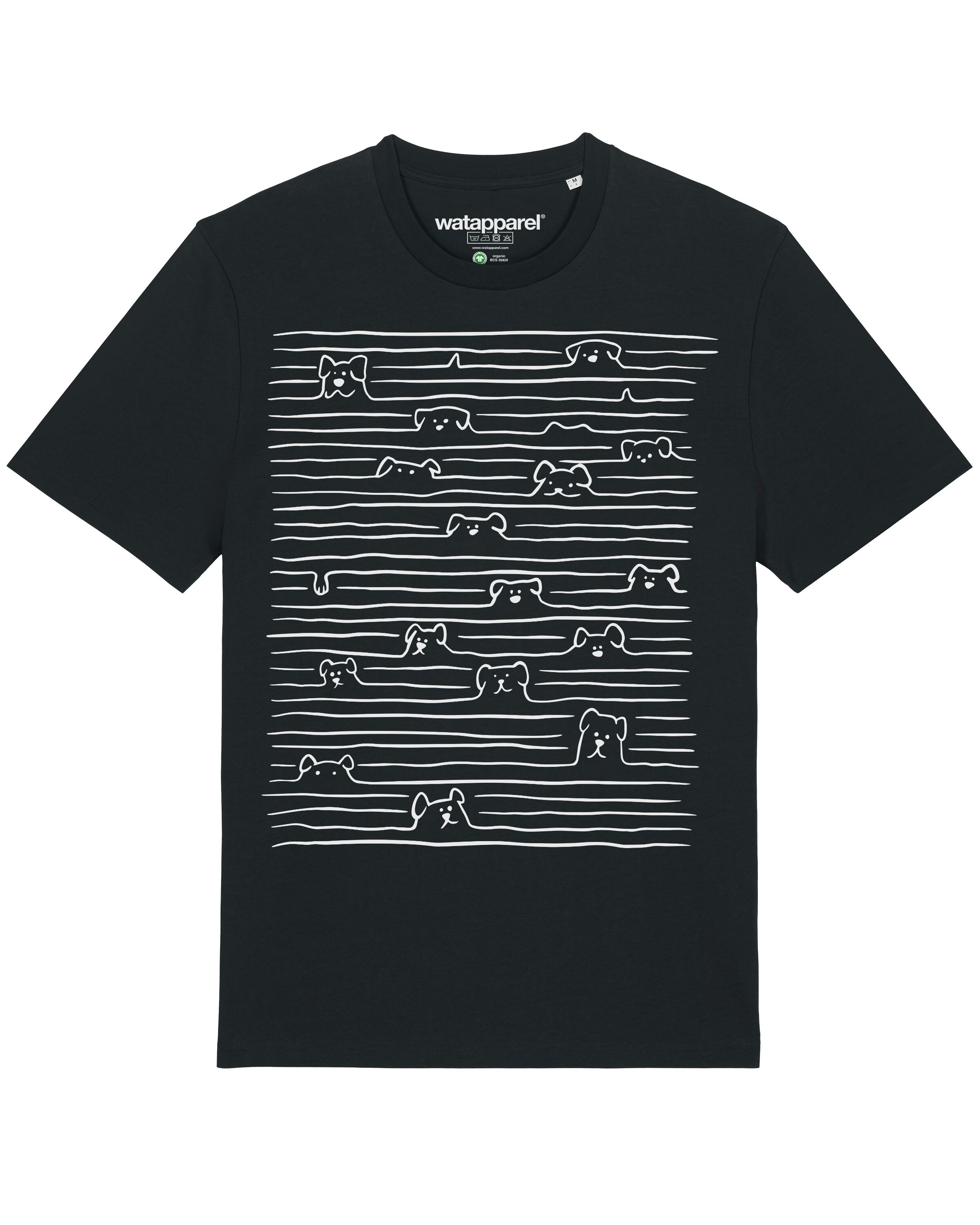 Maglietta ' Doodle Dogs ' di Watapparel in nero: frontale