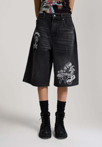 Wide Leg Jean Ed Hardy en noir : devant