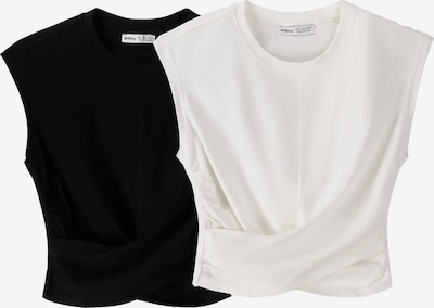 Bershka Majica | črna / bela barva, Prikaz izdelka