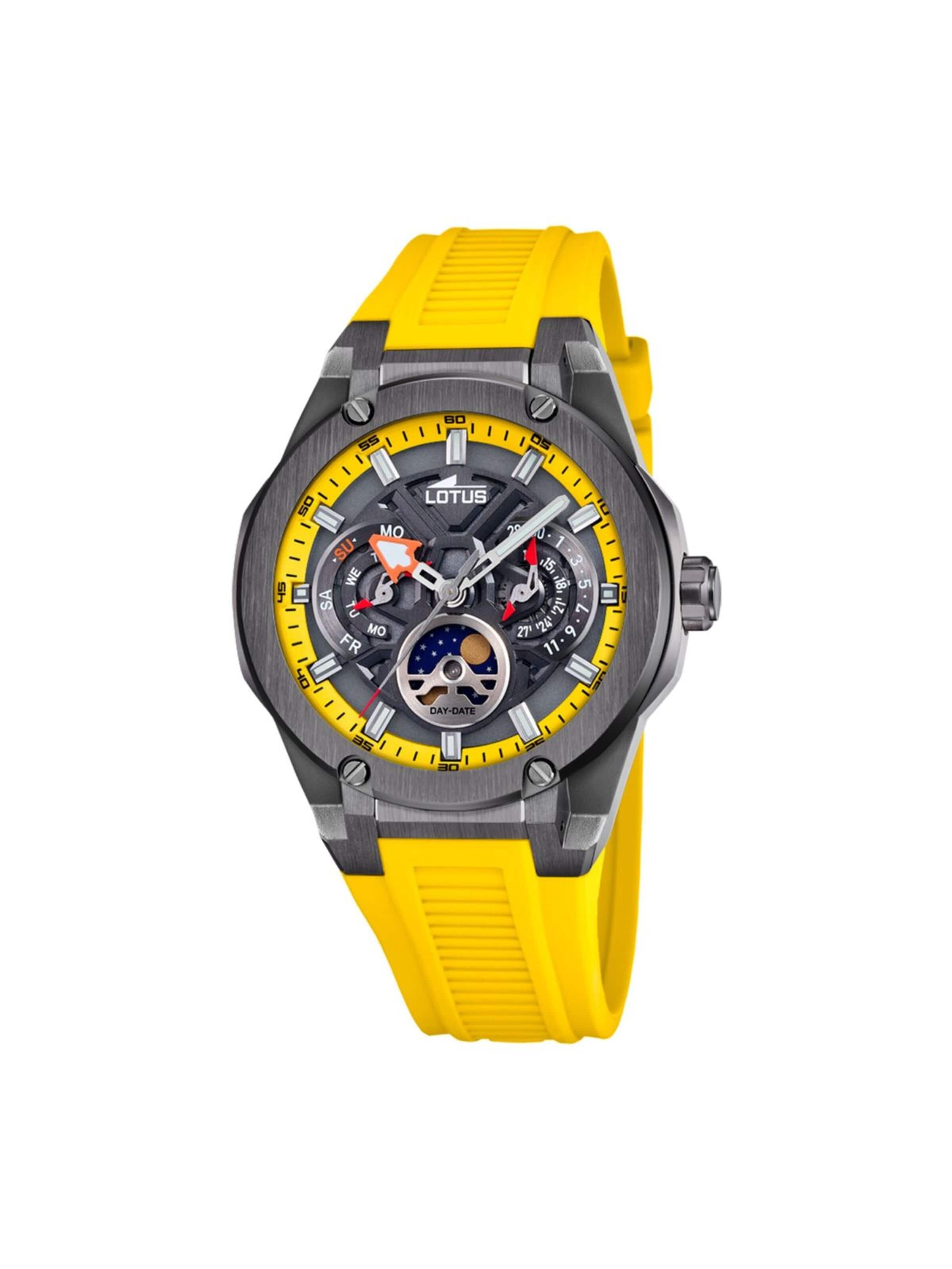 Montre à affichage analogique Lotus en jaune : devant