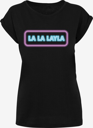 Merchcode Shirt 'La La 'Layla' in hellblau / lila / schwarz, Produktansicht