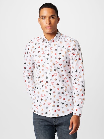 Only & Sons Regular fit Button Up Shirt in White: front