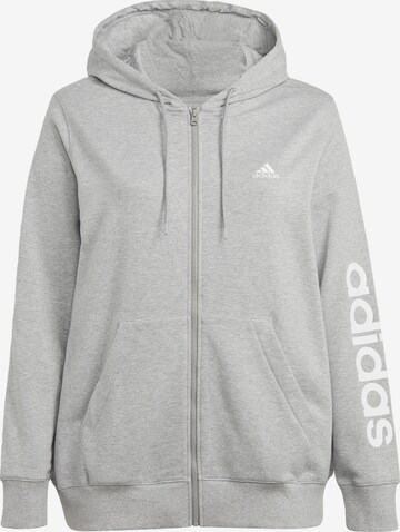 ADIDAS PERFORMANCE Athletic Zip-Up Hoodie 'Essentials' in Grey: front