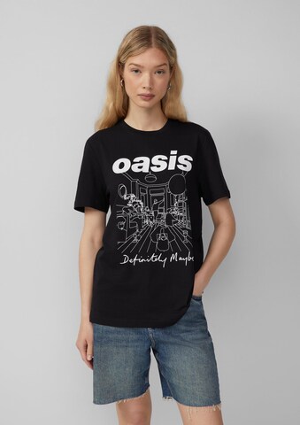 QS Shirt 'Oasis Band' in Zwart: voorkant